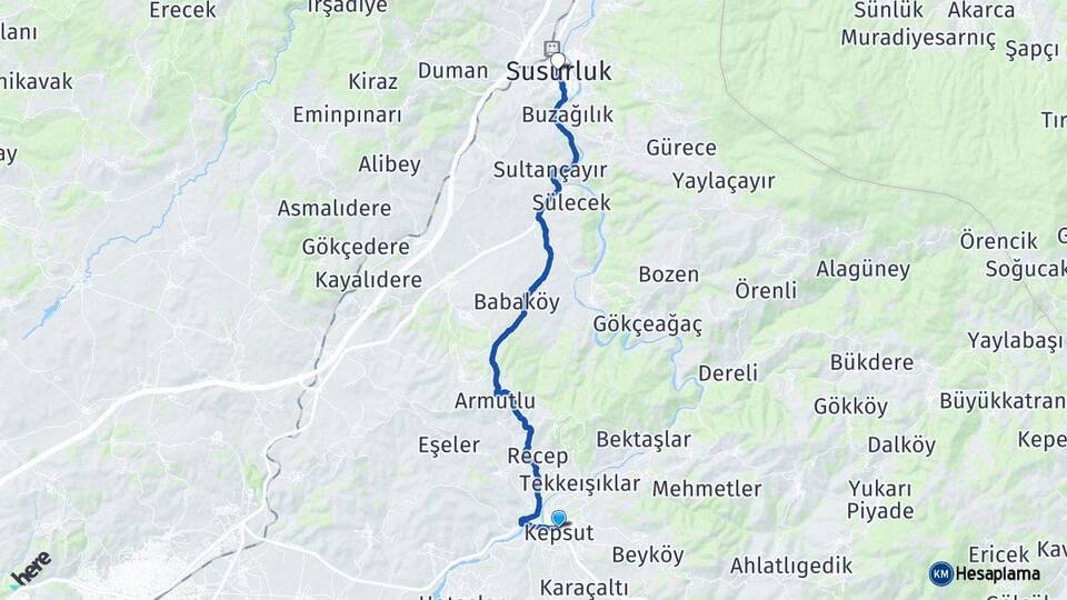 Balıkesir Kepsut Susurluk Arası Kaç Km - Yol Haritası