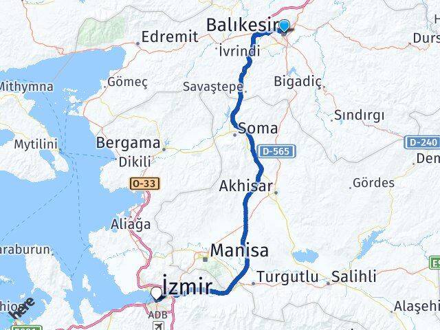 Balıkesir Konak İzmir Arası Kaç Km - Yol Haritası