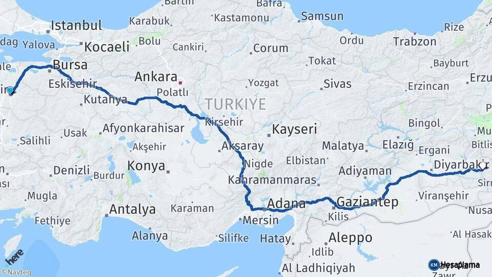 Balıkesir Kurtalan Siirt Arası Kaç Km - Yol Haritası
