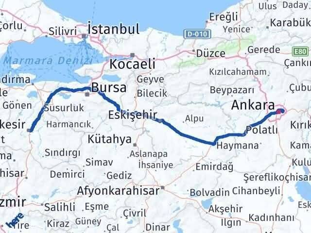 Balıkesir Mamak Ankara Arası Kaç Km - Yol Haritası