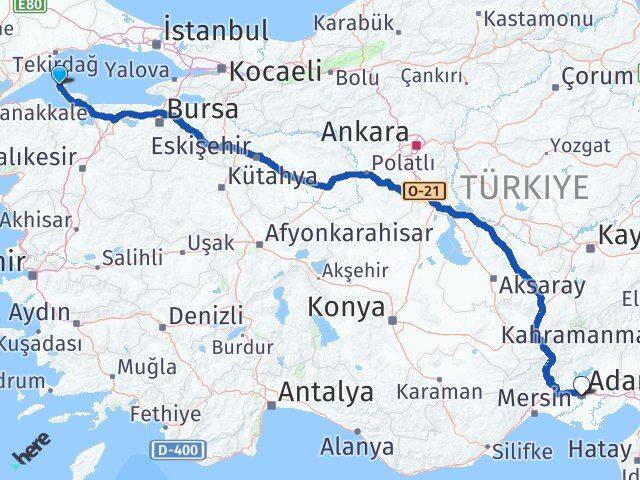 Balıkesir Marmara Adana Arası Kaç Km - Yol Haritası