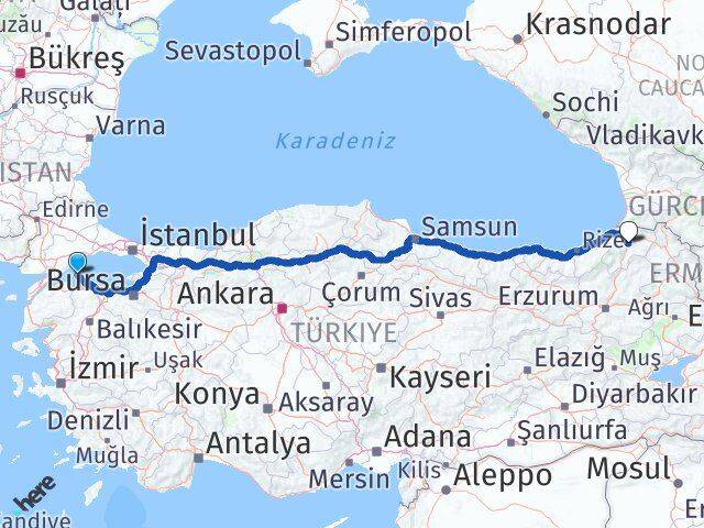 Balıkesir Marmara Artvin Arası Kaç Km - Yol Haritası