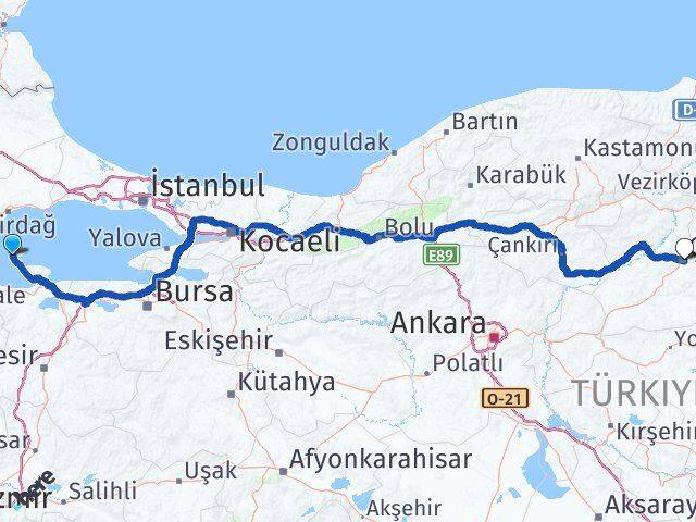 Balıkesir Marmara Çorum Arası Kaç Km - Yol Haritası