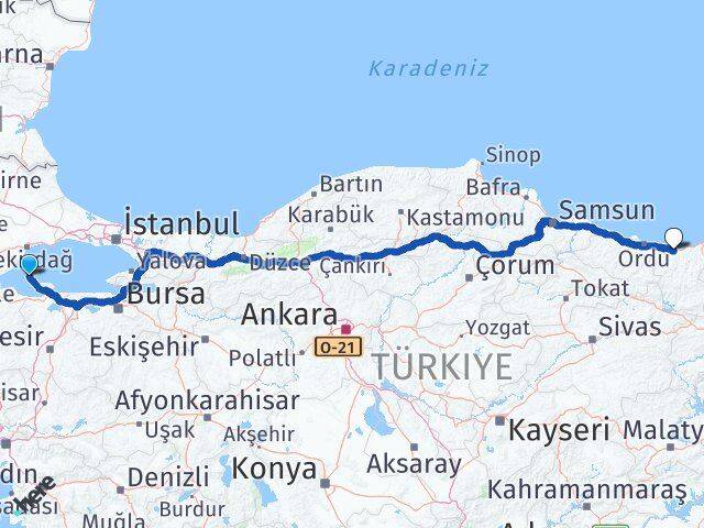 Balıkesir Marmara Giresun Arası Kaç Km - Yol Haritası