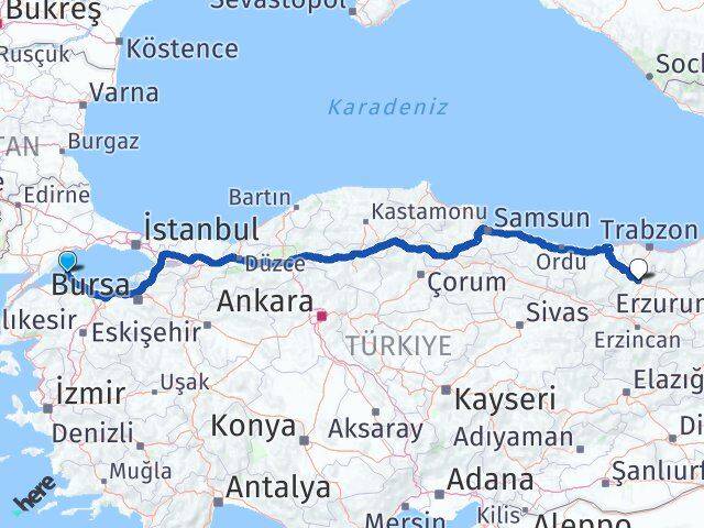 Balıkesir Marmara Gümüşhane Arası Kaç Km - Yol Haritası