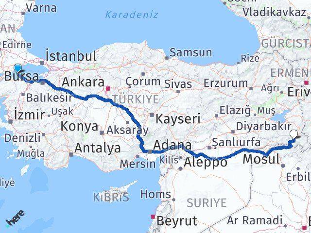 Balıkesir Marmara Hakkari Arası Kaç Km - Yol Haritası