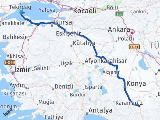 Balıkesir Marmara Karaman Arası Kaç Km - Yol Haritası
