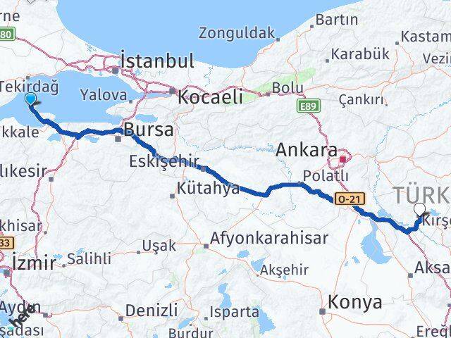 Balıkesir Marmara Kırşehir Arası Kaç Km - Yol Haritası