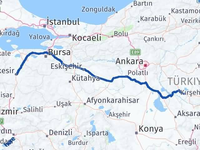 Balıkesir Mucur Kırşehir Arası Kaç Km - Yol Haritası