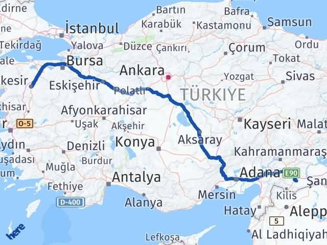 Balıkesir Oğuzeli Gaziantep Arası Kaç Km - Yol Haritası