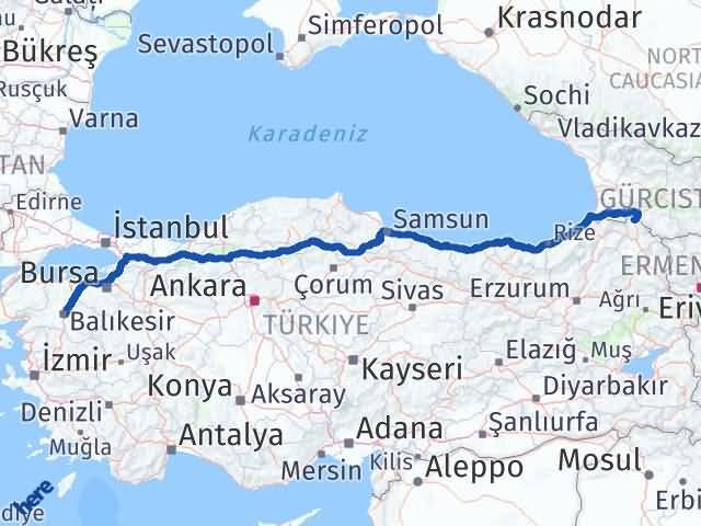Balıkesir Posof Ardahan Arası Kaç Km - Yol Haritası