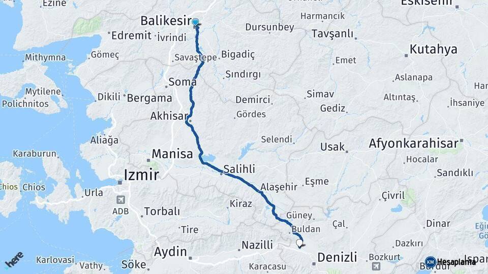 Balıkesir Sarayköy Denizli Arası Kaç Km - Yol Haritası