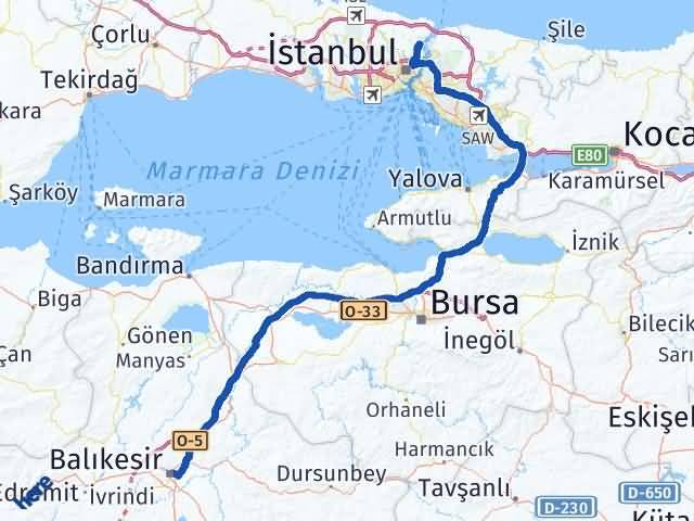 Balıkesir Sarıyer İstanbul Arası Kaç Km - Yol Haritası