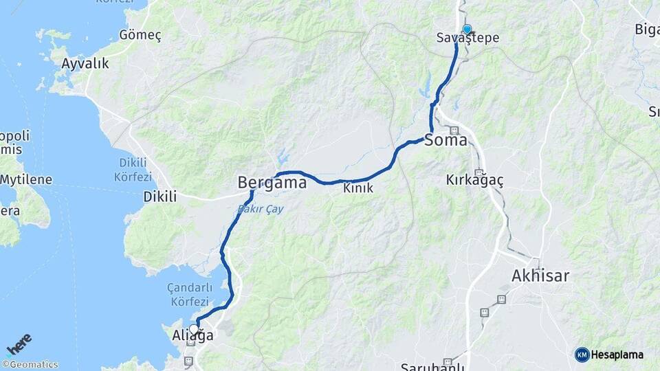Balıkesir Savaştepe Aliağa İzmir Arası Kaç Km - Yol Haritası