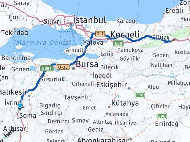 Balıkesir Savaştepe Bolu Arası Kaç Km - Yol Haritası