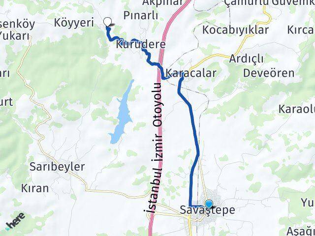 Balıkesir Savaştepe Çiftlikdere Savaştepe Arası Kaç Km - Yol Haritası