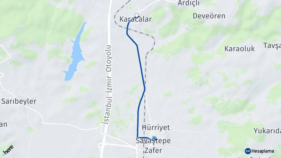 Balıkesir Savaştepe Karacalar Savaştepe Arası Kaç Km - Yol Haritası