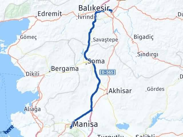 Balıkesir Şehzadeler Manisa Arası Kaç Km - Yol Haritası