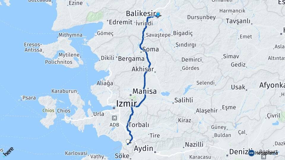 Balıkesir Selçuk İzmir Arası Kaç Km - Yol Haritası