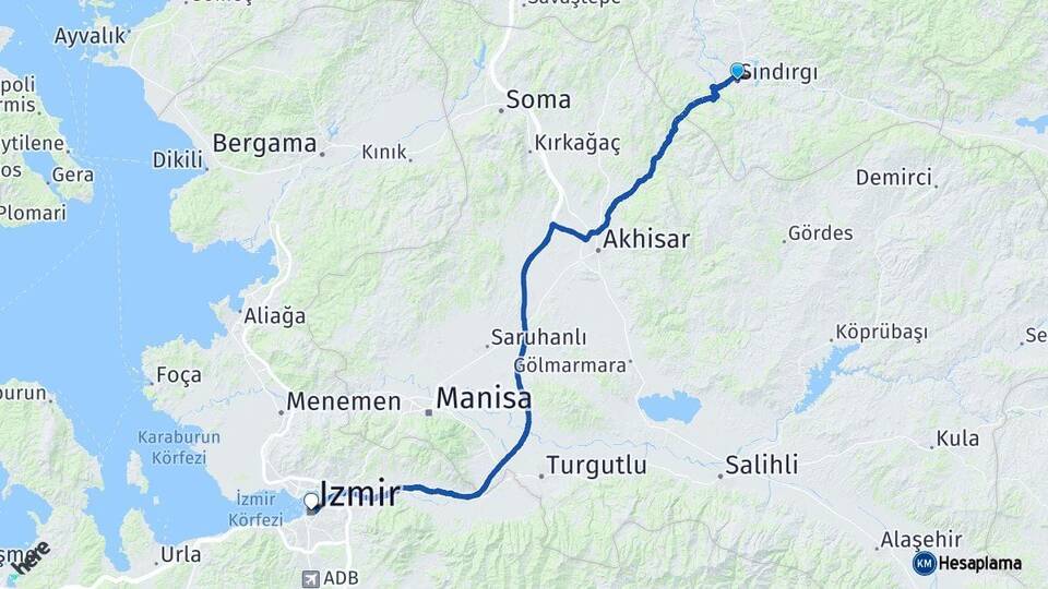 Balıkesir Sındırgı İzmir Arası Kaç Km - Yol Haritası