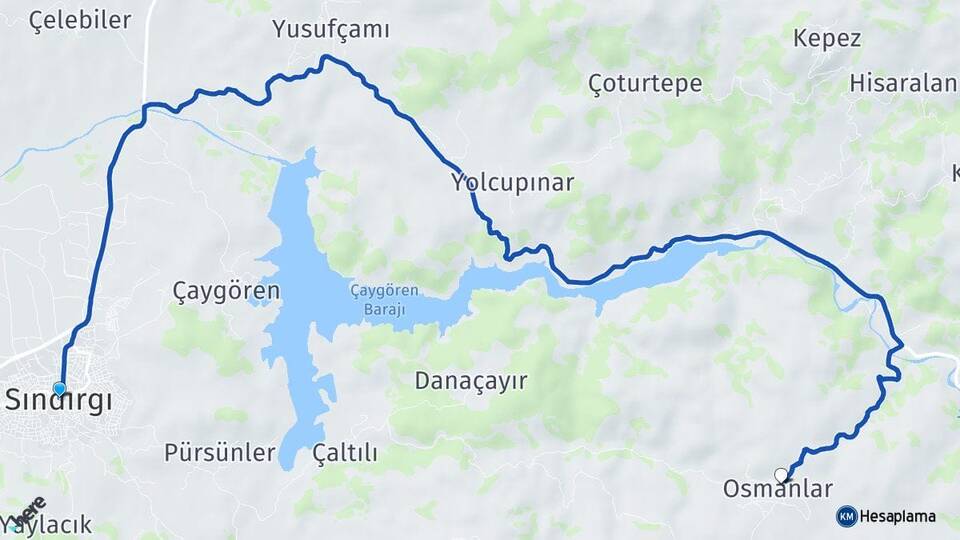 Balıkesir Sındırgı Osmanlar Sındırgı Arası Kaç Km - Yol Haritası