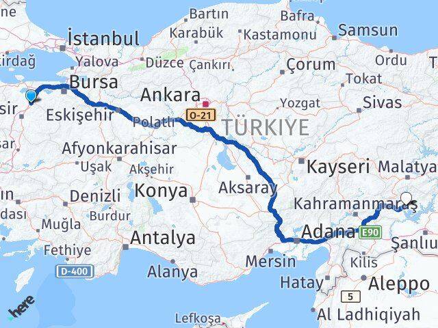Balıkesir Susurluk Adıyaman Arası Kaç Km - Yol Haritası