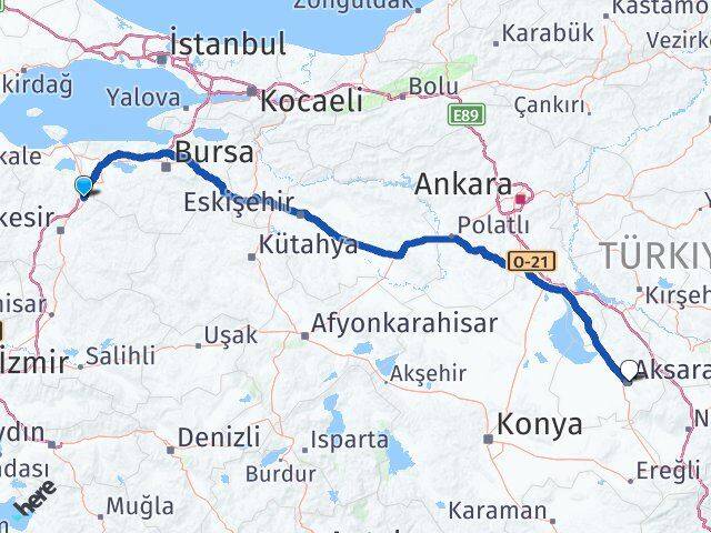 Balıkesir Susurluk Aksaray Arası Kaç Km - Yol Haritası