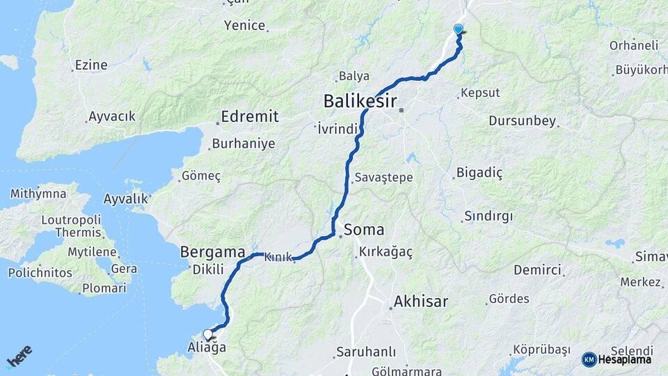 Balıkesir Susurluk Aliağa İzmir Arası Kaç Km - Yol Haritası