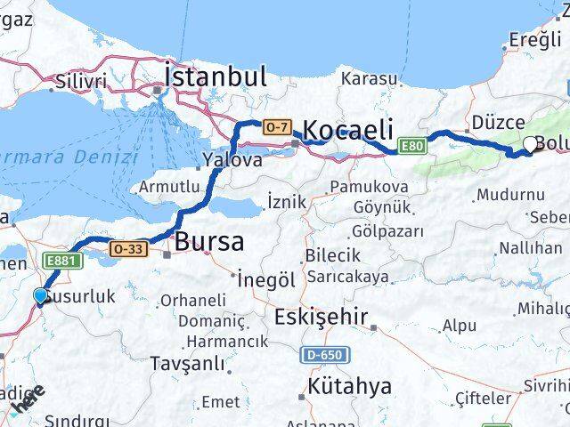 Balıkesir Susurluk Bolu Arası Kaç Km - Yol Haritası