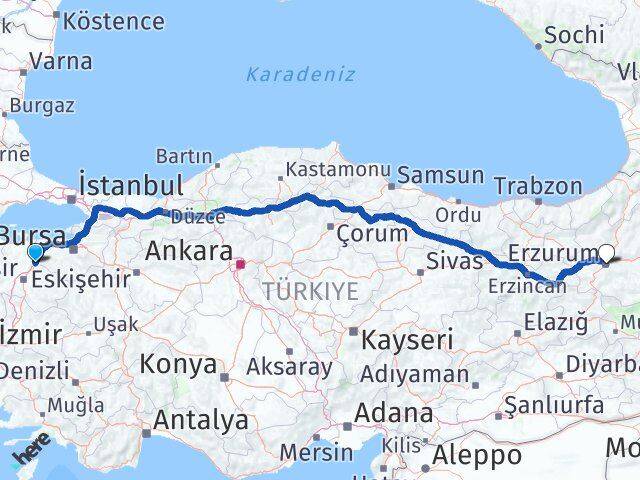 Balıkesir Susurluk Erzurum Arası Kaç Km - Yol Haritası
