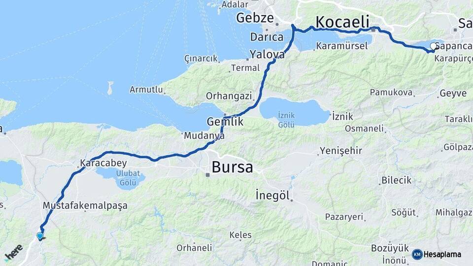 Balıkesir Susurluk Sapanca Sakarya Arası Kaç Km - Yol Haritası