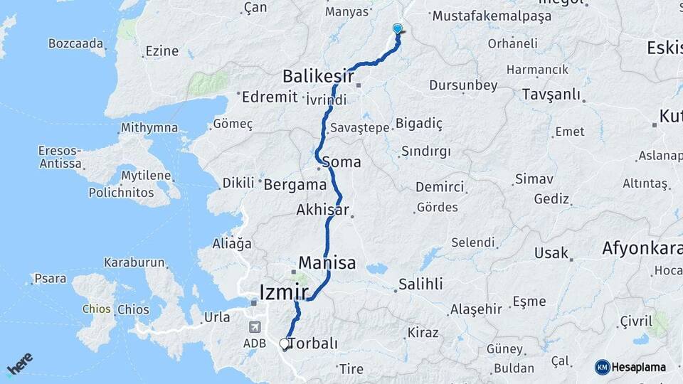 Balıkesir Susurluk Torbalı İzmir Arası Kaç Km - Yol Haritası
