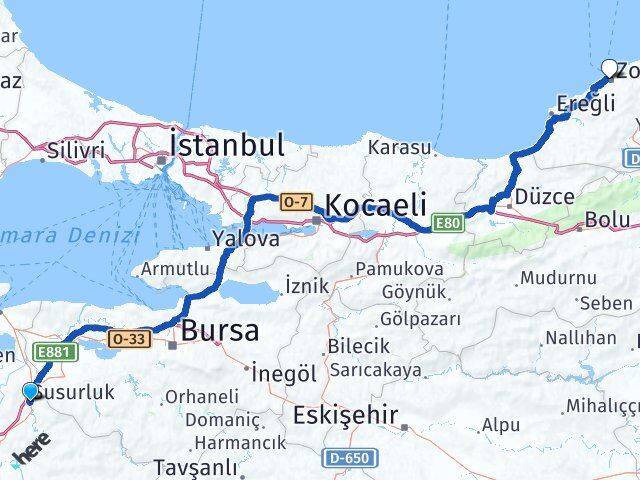 Balıkesir Susurluk Zonguldak Arası Kaç Km - Yol Haritası
