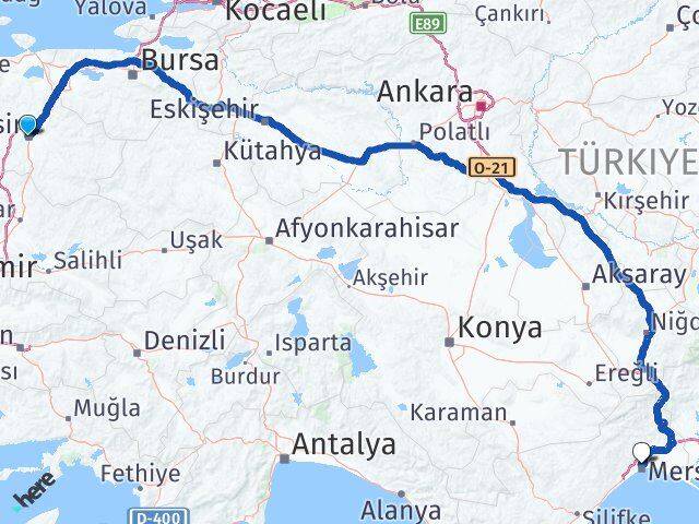 Balıkesir Toroslar Mersin Arası Kaç Km - Yol Haritası