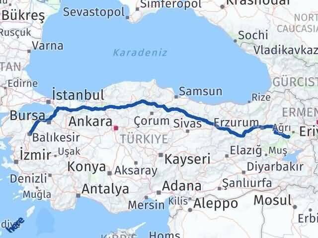 Balıkesir Tutak Ağrı Arası Kaç Km - Yol Haritası