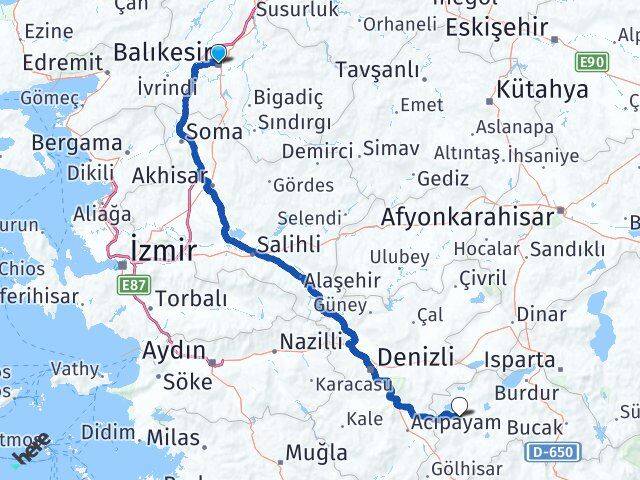 Balıkesir Yeşilova Burdur Arası Kaç Km - Yol Haritası
