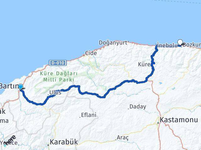 Bartın Abana Kastamonu Arası Kaç Km - Yol Haritası