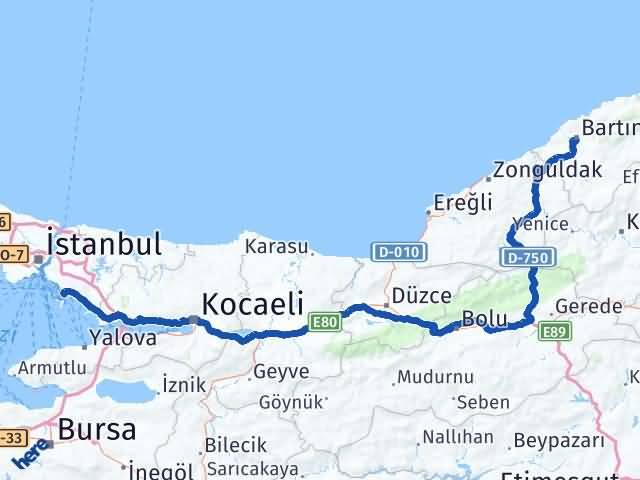 Bartın Adalar İstanbul Arası Kaç Km - Yol Haritası