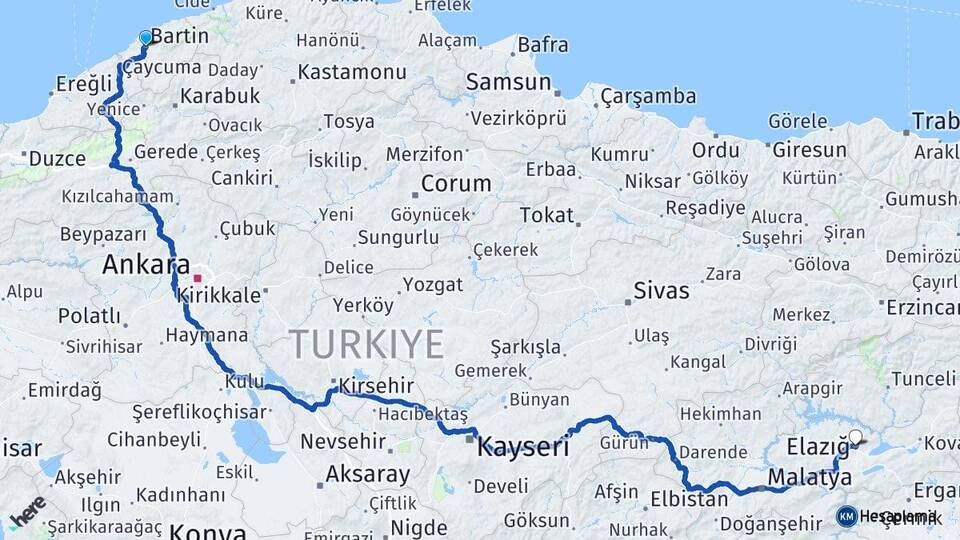 Bartın Akçamescit Arası Kaç Km - Yol Haritası