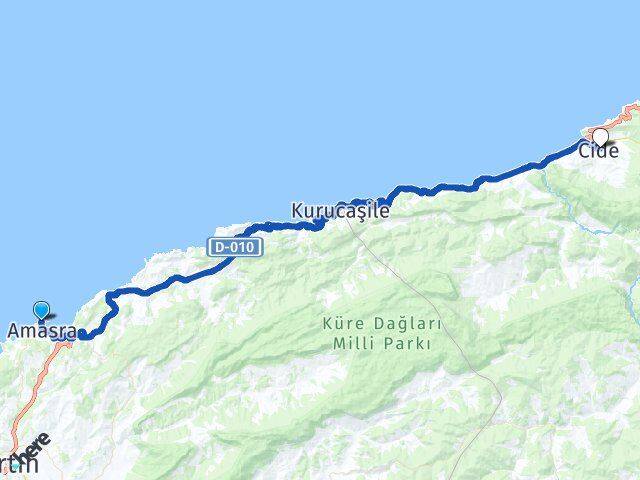Bartın Amasra Cide Kastamonu Arası Kaç Km - Yol Haritası