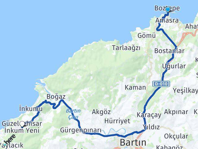 Bartın Amasra Güzelcehisar Arası Kaç Km - Yol Haritası