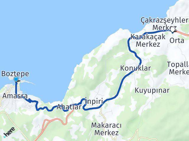 Bartın Amasra Şenyurt Amasra Arası Kaç Km - Yol Haritası