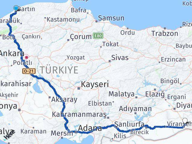 Bartın Artuklu Mardin Arası Kaç Km - Yol Haritası