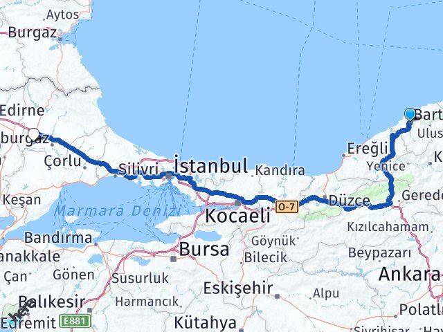 Bartın Babaeski Kırklareli Arası Kaç Km - Yol Haritası