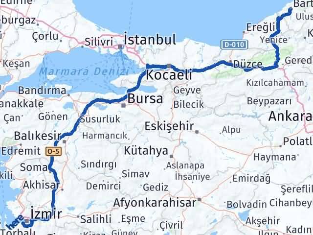 Bartın Balçova İzmir Arası Kaç Km - Yol Haritası