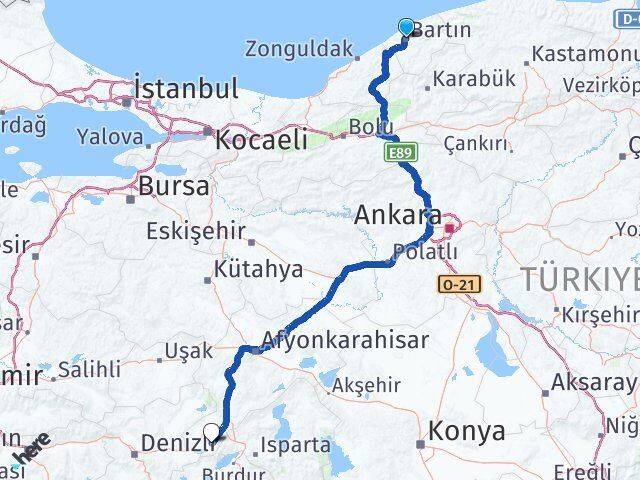 Bartın Başmakçı Afyonkarahisar Arası Kaç Km - Yol Haritası