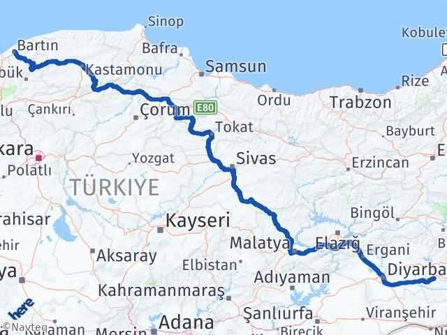 Bartın Beşiri Batman Arası Kaç Km - Yol Haritası