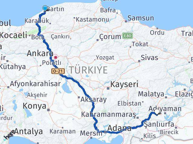 Bartın Besni Adıyaman Arası Kaç Km - Yol Haritası