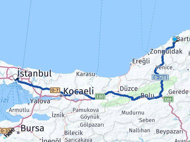Bartın Beyoğlu İstanbul Arası Kaç Km - Yol Haritası