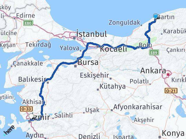 Bartın Bornova İzmir Arası Kaç Km - Yol Haritası